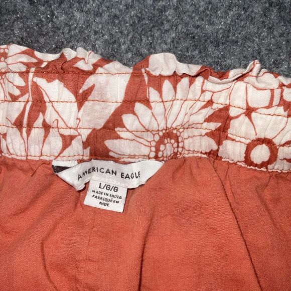 American Eagle Shorts Womens Sz L Orange lined  Floral Boho Hippie Feminine - Picture 3 of 9